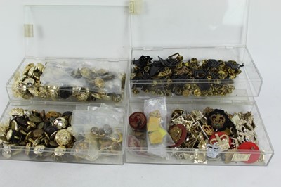 Lot 832 - One box containing a very large quantity of staybrite military badges and buttons.