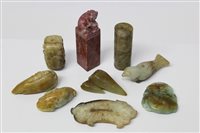 Lot 917 - Collection of nine Chinese jade and hardstone...