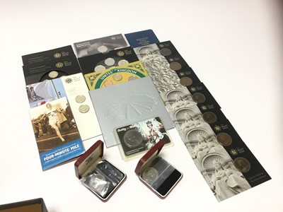 Lot 514 - G.B. - Royal Mint uncirculated flatpacks to include 'Rugby' 1999, 'London Olympic Games' 2008, 'Emblems of Britain' 2008, 'Royal Shield of Arms' 2008 and other issues (Qty)