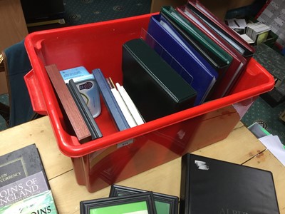 Lot 516 - Accessories - To include coin albums, cases, banknotes frames, capsules, books, with some coins noted and other items (Qty)