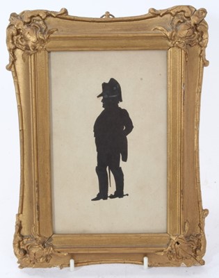 Lot 112 - 19th century cut paper full length silhouette of Napoleon Bonaparte in glazed gilt frame