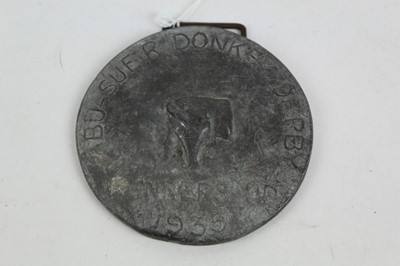 Lot 742 - Unusual lead award medal or plaque for Bu-Sueir Donkey Derby Runners Up 1935. Probably relating to the RAF Airfield. 9.7cm diameter.                 
N.B. During the Second World War the airfield,...