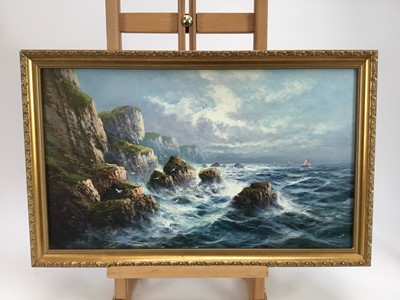 Lot 31 - Frank Hider (1861 - 1933) oil on canvas - near Land's End, signed, also inscribed verso