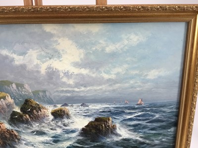 Lot 31 - Frank Hider (1861 - 1933) oil on canvas - near Land's End, signed, also inscribed verso