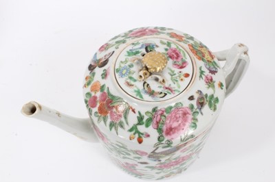 Lot 184 - 19th Chinese Canton porcelain teapot and dish (2)