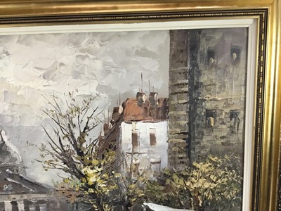 Lot 56 - Caroline Burnett (1877 - 1950) oil on canvas - Parisian street scene, signed, 48 x 58cm in gilt frame
