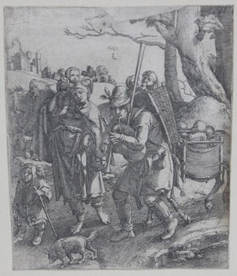 Lot 257 - Lucas van Leyden 1484-1533 The Beggars (Eulenspiegel) 1520 or later etching engraving on laid paper