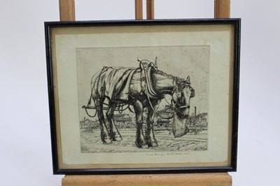 Lot 150 - *Robert Sargent Austin 1895-1973 The Trace Horse signed, dated and dedicated in pencil.  Etching was the artist's diploma print for acceptance as a member of The Royal Society of Painter-Etchers in...