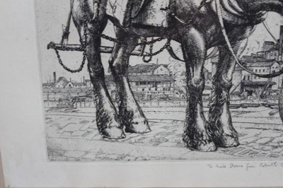 Lot 150 - *Robert Sargent Austin 1895-1973 The Trace Horse signed, dated and dedicated in pencil.  Etching was the artist's diploma print for acceptance as a member of The Royal Society of Painter-Etchers in...