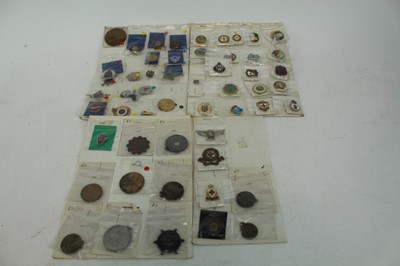 Lot 851 - One box of Naval cap tallies, together with a box of various British and other military badges and others. (2 boxes)