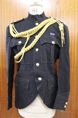 Lot 852 - Large collection of assorted military uniform to include an RAF Great Coat, in a chest on wheels, together with another chest of uniform.