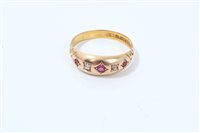 Lot 788 - Victorian gold (15ct) ruby and diamond ring...