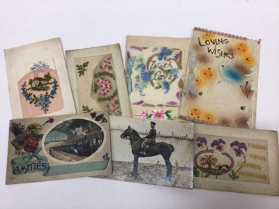 Lot 1475 - Mixed ephemera including postcards, four dance cards with attached pencils, Carreras Fortune Telling cards, Nell Gwyn playing cards, Tucks small books.  Plus a cigar box containing draughts and dom...