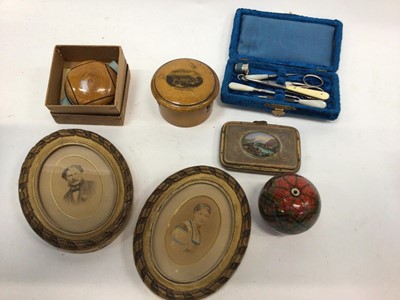 Lot 2643 - Three gilt picture frames, together with mauchlin ware, tartan ware and other items
