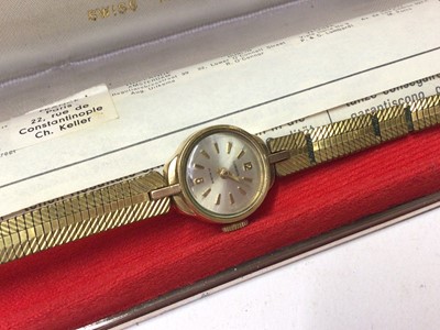 Lot 215 - Ladies Vertex 9ct gold wristwatch, together with a ladies Consul wristwatch and a Gentleman's Accurist watch, 2.2 grams of 9ct (3)
