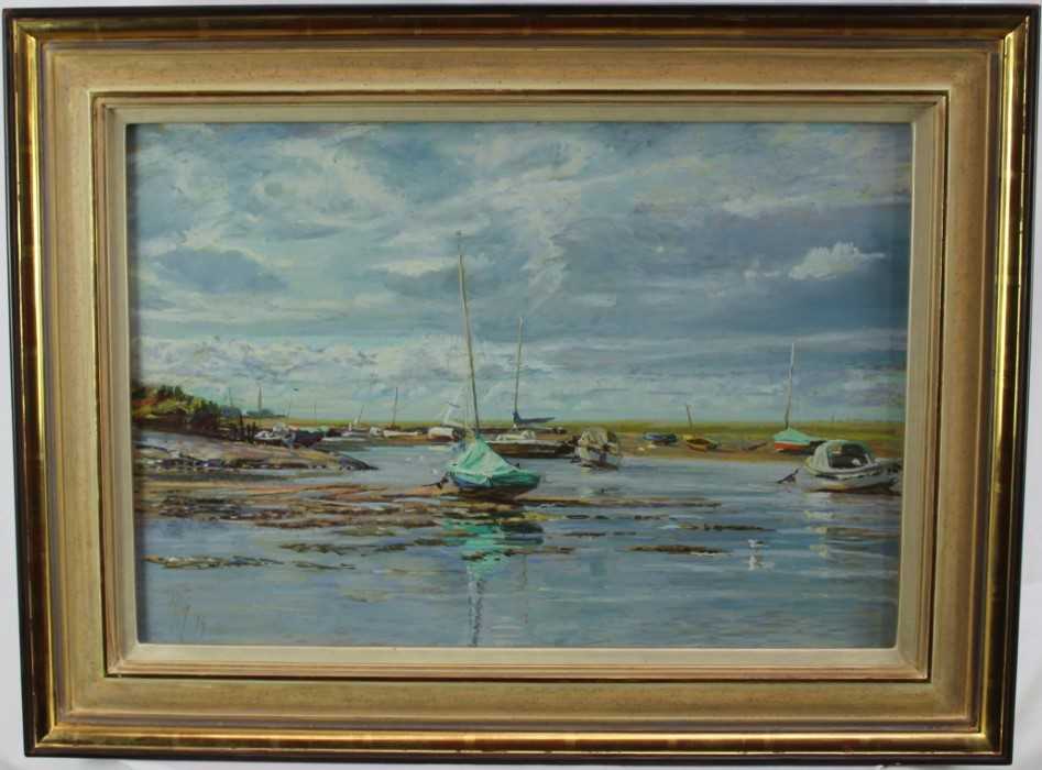 Lot 1101 - *Margaret Glass (b.1950) pastel, boats at