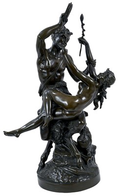 Lot 710 - After Claude Michel Clodion, impressive Continental bronze figure of Pan and the nymph