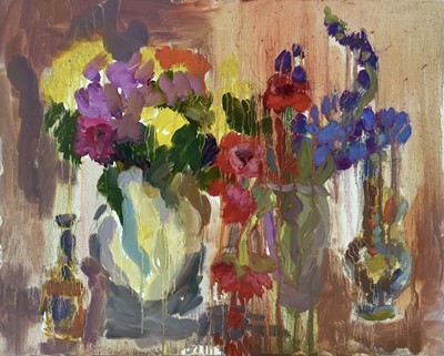 Lot 145 - Annelise Firth (b.1961) oil on board - still life, signed and dated 2022 verso, 50cm x 40cm