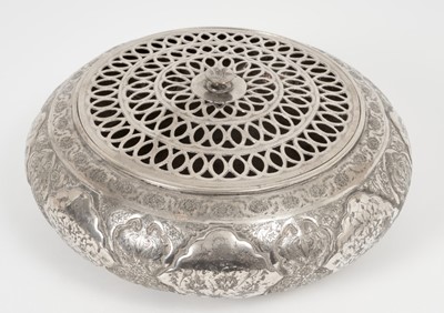 Lot 385 - Large Iranian silver rose bowl.