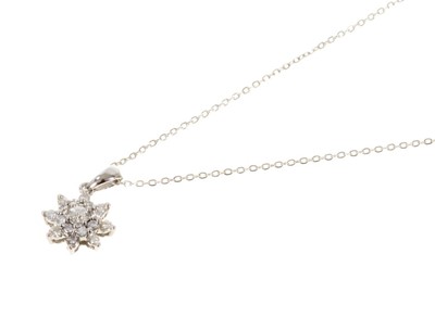 Lot 572 - Diamond cluster pendant on chain