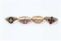 Lot 794 - Group of four Victorian gold rings - to...