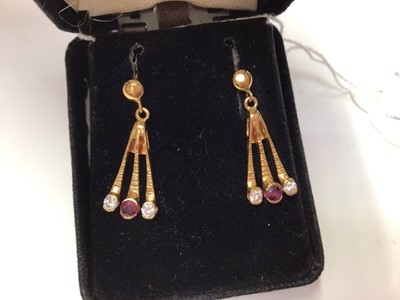 Lot 265 - Pair of ruby and diamond earrings