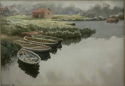 Lot 239 - Charles Hannaford (1887-1972) watercolour, boats
