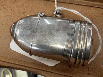 Lot 252 - Unsual George V silver vesta case modelled as a First World War shell, (Birmingham 1915), maker William Hair Haseler, stamped Rd. No. 6507, 5.5cm in length