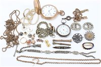 Lot 799 - Victorian yellow metal Watches chain,...