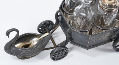 Lot 793 - 19th century pewter chariot form cruet set