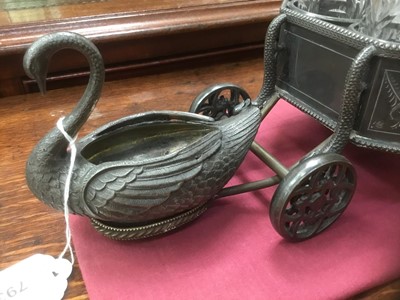 Lot 793 - 19th century pewter chariot form cruet set