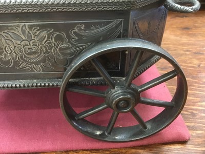 Lot 793 - 19th century pewter chariot form cruet set