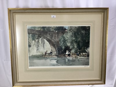 Lot 243 - William Russell Flint (1880-1969), signed print, figures beside a river