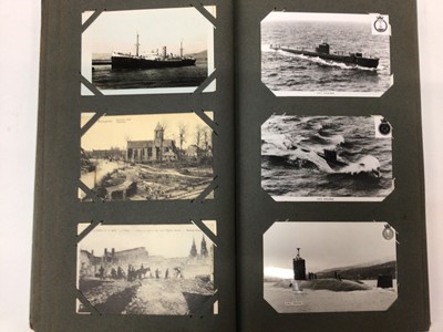 Lot 1495 - Tall album of Military postcards, early HMS Ganges, Nazi, WW1, Submarines (approx 200)