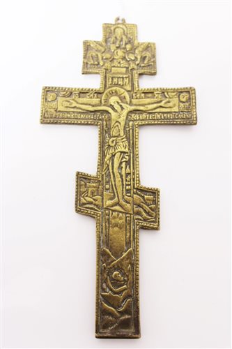 Lot 825 - 19th century Russian coptic brass cross in