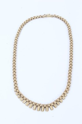 Lot 518 - 9ct yellow gold ‘Cleopatra’ style fringe necklace