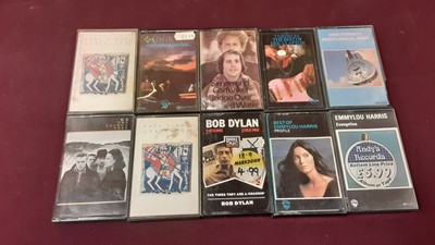 Lot 2250 - Box of music cassettes including Bob Dylan, Eric Clapton, Paul Simon, Dire Straits, Simon & Garfunkel, Genesis, Joni Mitchell, Ry Cooder etc (50)