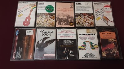 Lot 2250 - Box of music cassettes including Bob Dylan, Eric Clapton, Paul Simon, Dire Straits, Simon & Garfunkel, Genesis, Joni Mitchell, Ry Cooder etc (50)