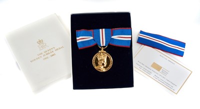 Lot 16 - The Queens Golden Jubilee Medal 1952-2002, lady's issue in original fitted box