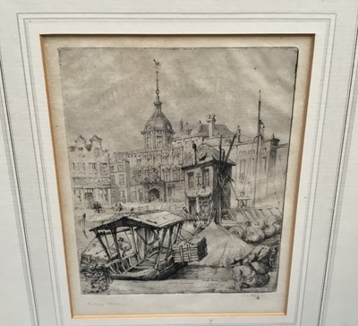Lot 260 - Constance Mary Pott (1862-1930) etching - port scene, signed in pencil