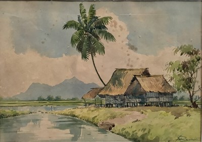 Lot 166 - Mid-20th century Malaysian watercolour - Rahman