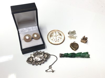 Lot 308 - Victorian Aesthetic movement silver brooch Birmingham 1894 and other jewellery