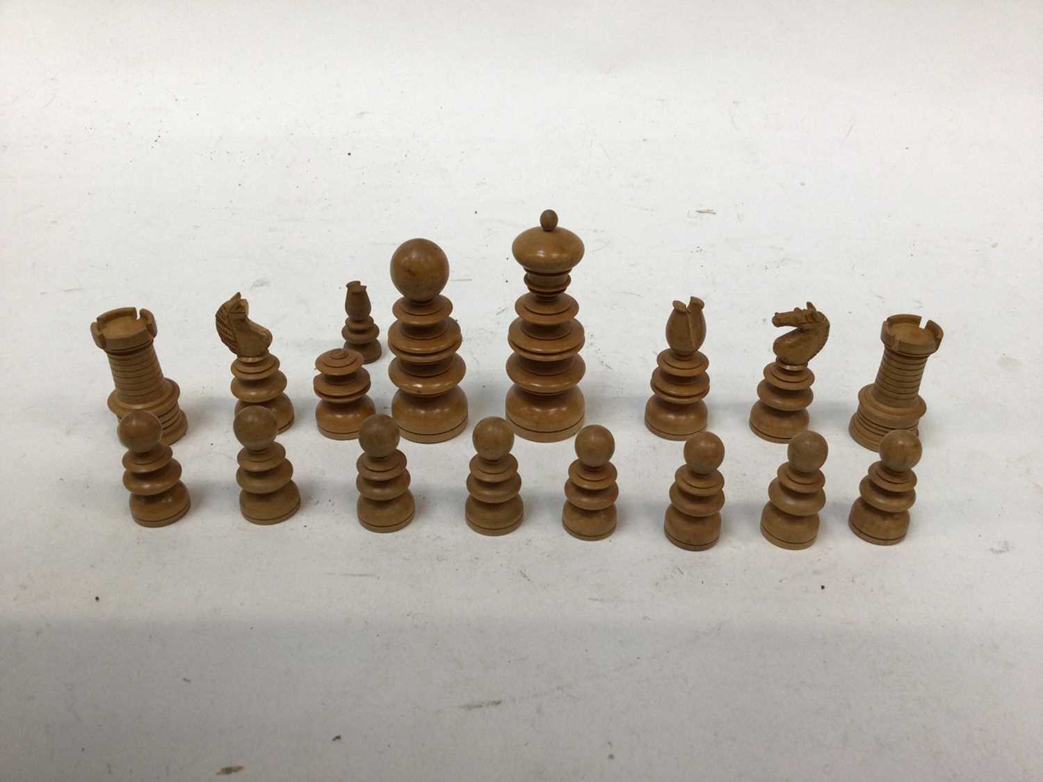 Lot 2704 Turned chess set together with two novelty