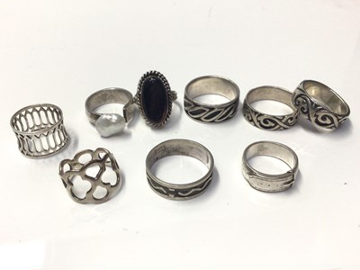 Lot 322 - Collection of nine Contemporary silver (925) dress rings (9)