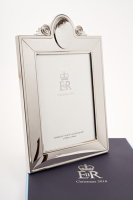 Lot 160 - H.M.Queen Elizabeth II,2016 Royal Household Christmas present- Silver plated picture frame with Crowned ER II cipher