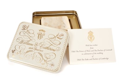 Lot 159 - The Wedding of T.R.H. The Duke and Duchess of Cambridge's wedding 2011, piece of Wedding cake in tin