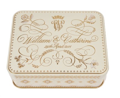 Lot 159 - The Wedding of T.R.H. The Duke and Duchess of Cambridge's wedding 2011, piece of Wedding cake in tin