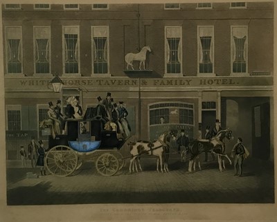Lot 207 - After James Pollard - aquatint - The Cambridge Telegraph, outside the White Horse, Ipswich