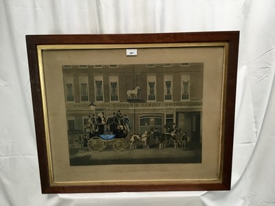 Lot 142 - After James Pollard - aquatint - The Cambridge Telegraph, outside the White Horse, Ipswich