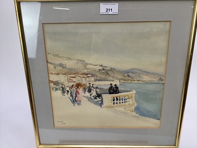 Lot 211 - Continental watercolour signed with initials H.A.N. and dated 1923